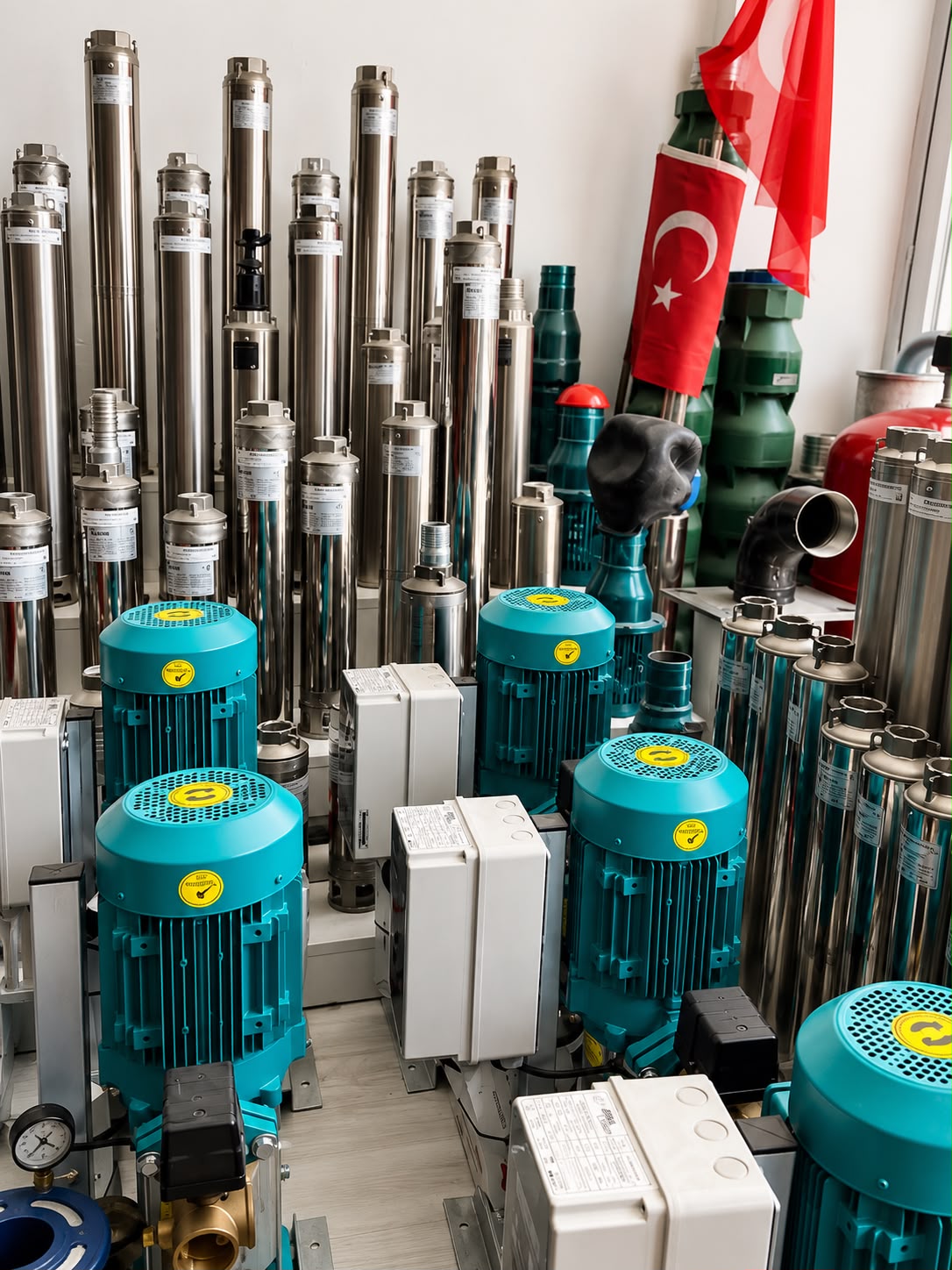 Elektrik motorları ve paslanmaz pompa gövdelerinden oluşan ürün grubu